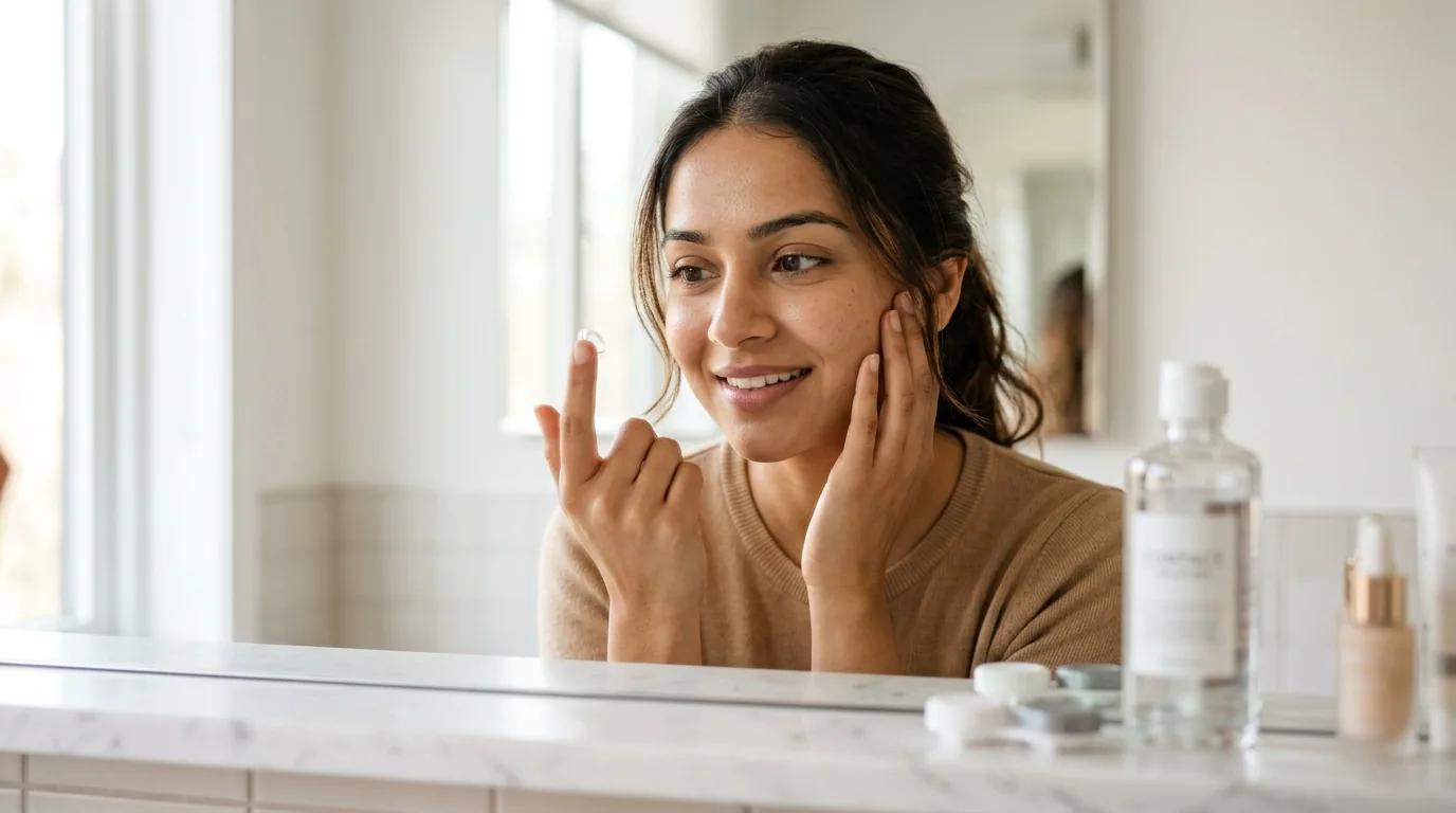 Preparing to wear a soft contact lens